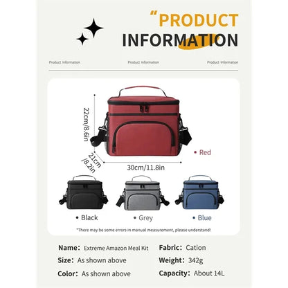Insulated Lunch Bag with Adjustable Shoulder Strap