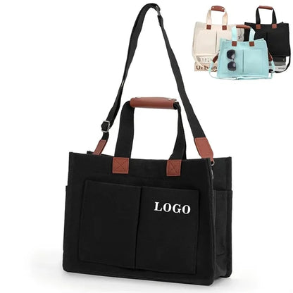 Large Capacity Canvas Tote Bag for Work Travel Shopping
