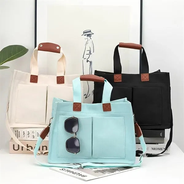 Large Capacity Canvas Tote Bag for Work Travel Shopping