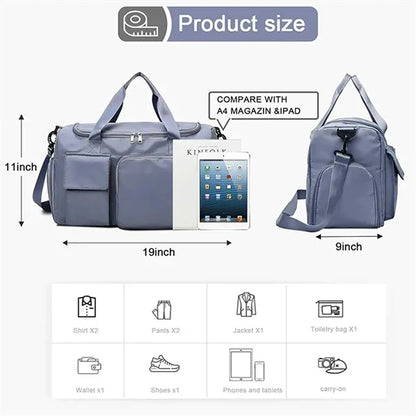 Large Sports Gym Tote Bag with Shoe Compartment Dry Wet
