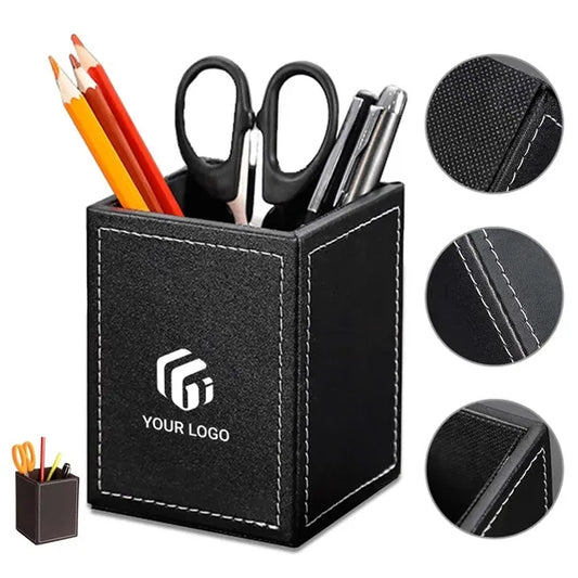 Leather Creative Student Office Desktop Storage Pen Holder