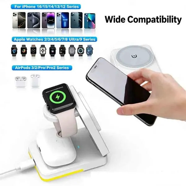 3 in 1 Foldable Magnetic Wireless Charger Stand