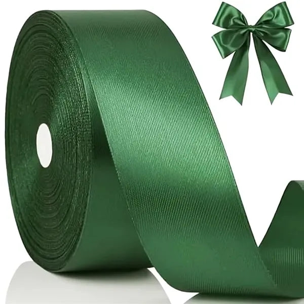 Dark Green Satin Ribbon 25 Yards for Gift Wrapping Decor