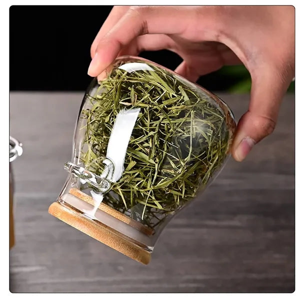 34Oz Glass Jar & Spoon Set W/ Bamboo Lid