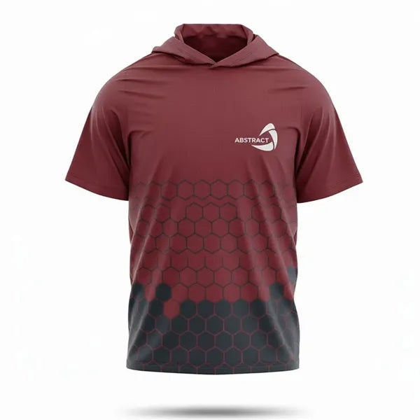 Short Sleeve Spun Polyester Hooded T Shirt Unisex