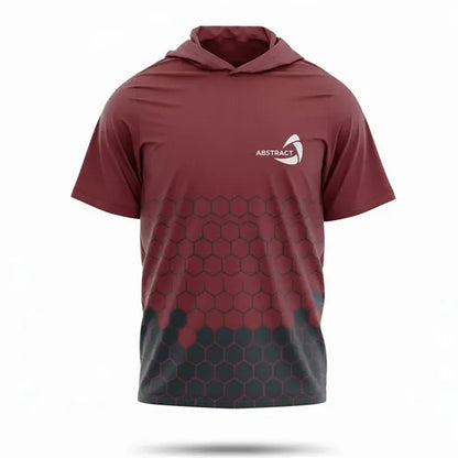 Short Sleeve Spun Polyester Hooded T Shirt Unisex
