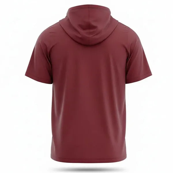 Short Sleeve Spun Polyester Hooded T Shirt Unisex