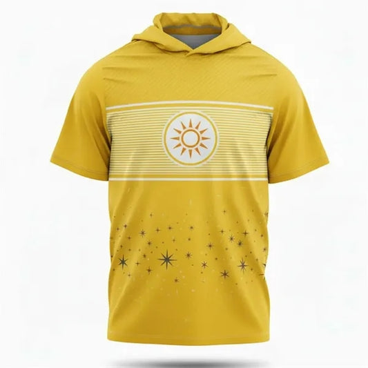 Short Sleeve Spandex Interlock Hooded T Shirt