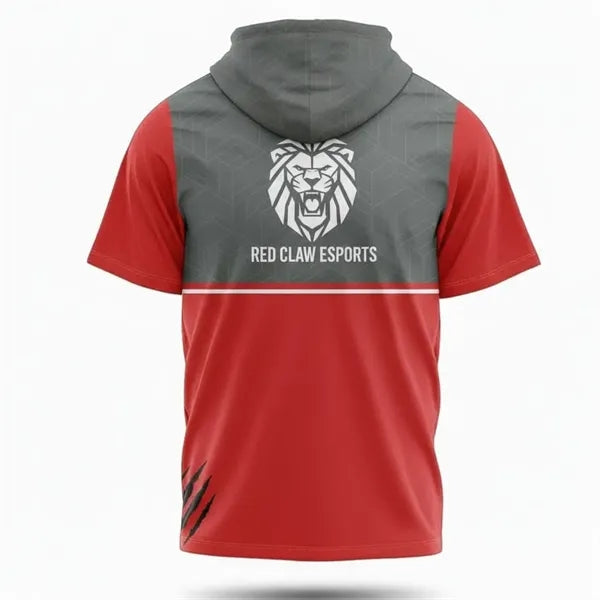 Sublimated 180G Cotton Feel Short Sleeve Hooded T-Shirt