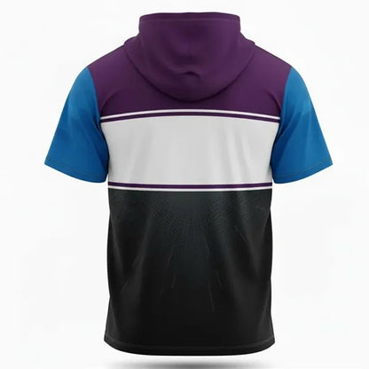 Full Color Spandex Interlock Short Sleeve Hooded T-Shirt