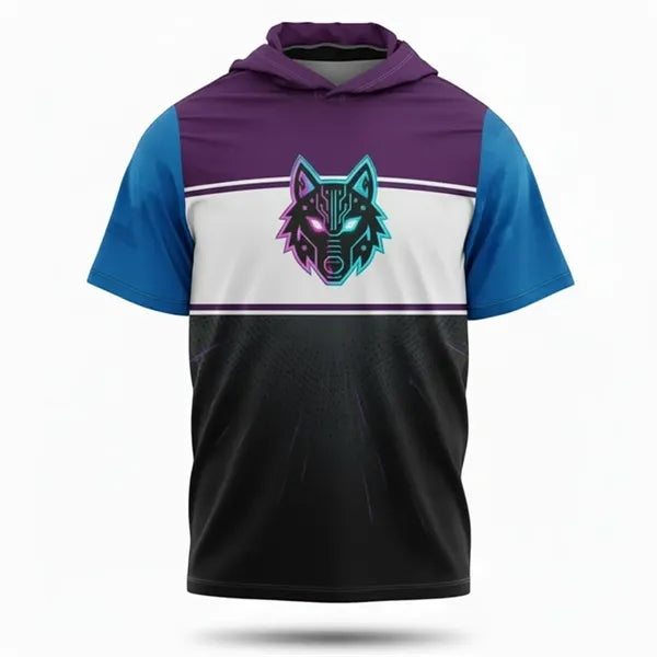 Full Color Spandex Interlock Short Sleeve Hooded T-Shirt