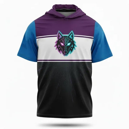 Full Color Spandex Interlock Short Sleeve Hooded T-Shirt