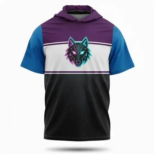 Full Color Spandex Interlock Short Sleeve Hooded T-Shirt