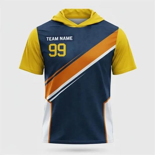 Sublimated 180G Silk Feel Short Sleeve Hooded T-Shirt
