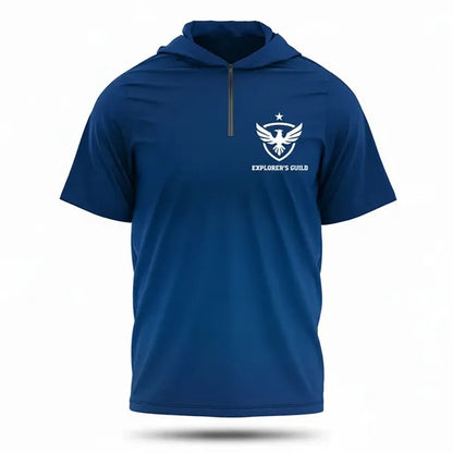 UPF Microfiber Hooded Quarter Zip T-Shirt (Full Color)