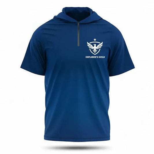 UPF Microfiber Hooded Quarter Zip T-Shirt (Full Color)