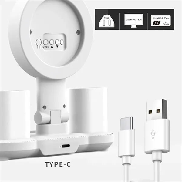 Foldable LED Clock Display Desk Lamp W/ Fan