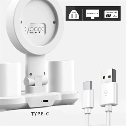 Foldable LED Clock Display Desk Lamp W/ Fan