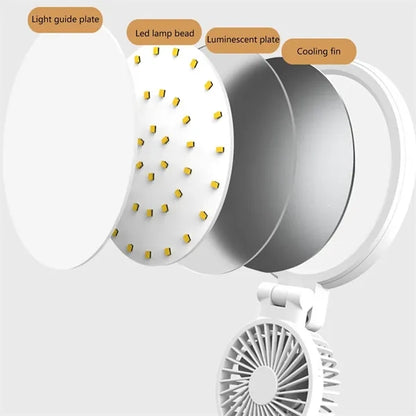 Foldable LED Clock Display Desk Lamp W/ Fan