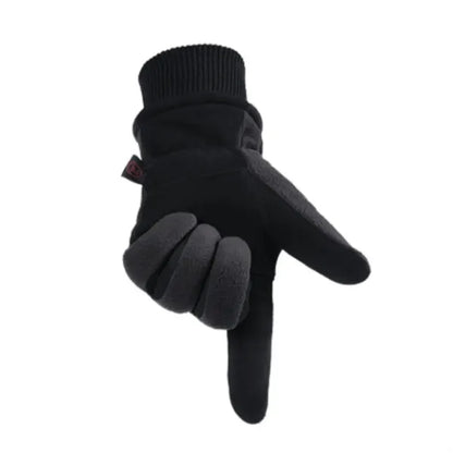 Deerskin and velvet winter warm gloves