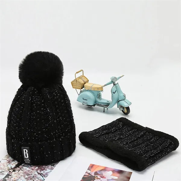 Warm Knit Hat and Scarf Set