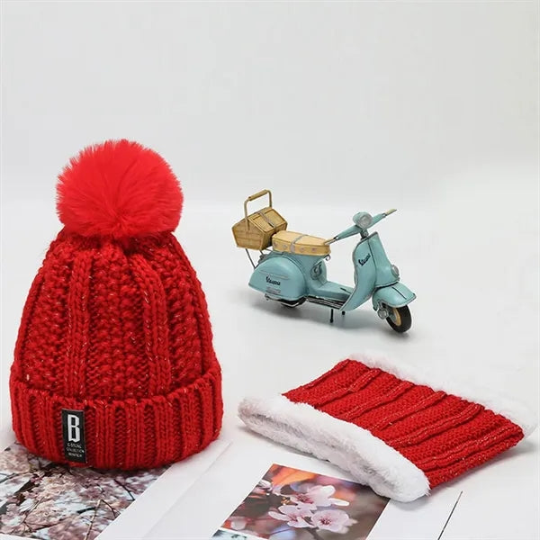 Warm Knit Hat and Scarf Set