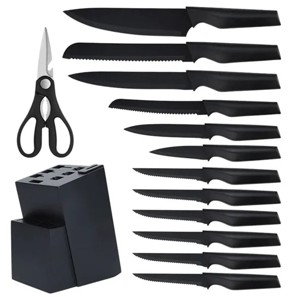 Kitchen Knife Set w/ Wooden Holder