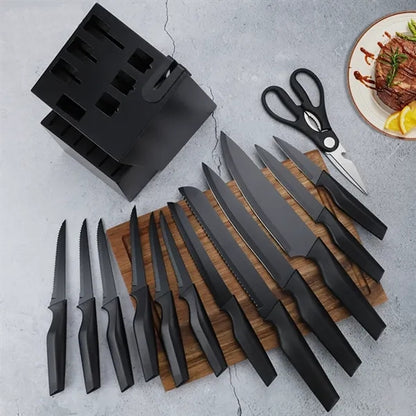 Kitchen Knife Set w/ Wooden Holder
