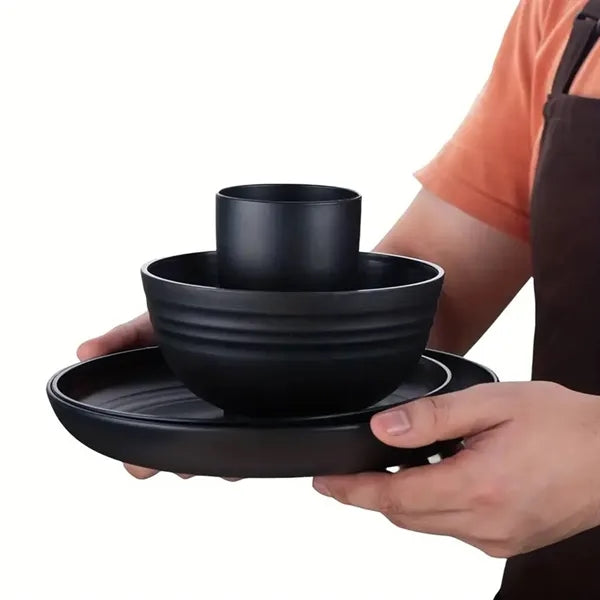 16Pcs Wheat Straw Kitchen Dinnerware Set