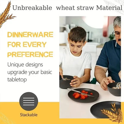 16Pcs Wheat Straw Kitchen Dinnerware Set