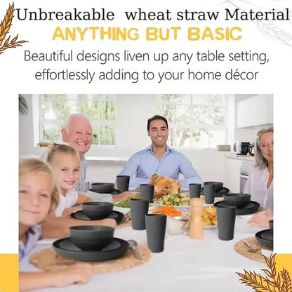 16Pcs Wheat Straw Kitchen Dinnerware Set