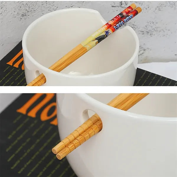 22oz Ceramic Bowl w/ Chopstick Holder Hole