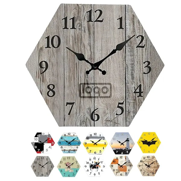 Wooden Hexagonal Wall Clock