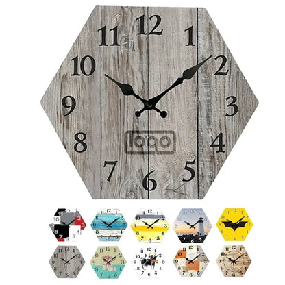 Wooden Hexagonal Wall Clock