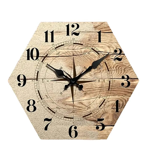 Wooden Hexagonal Wall Clock