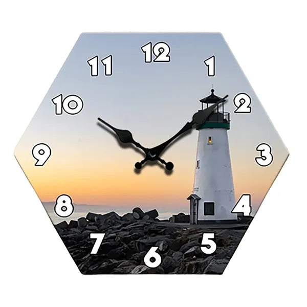 Wooden Hexagonal Wall Clock