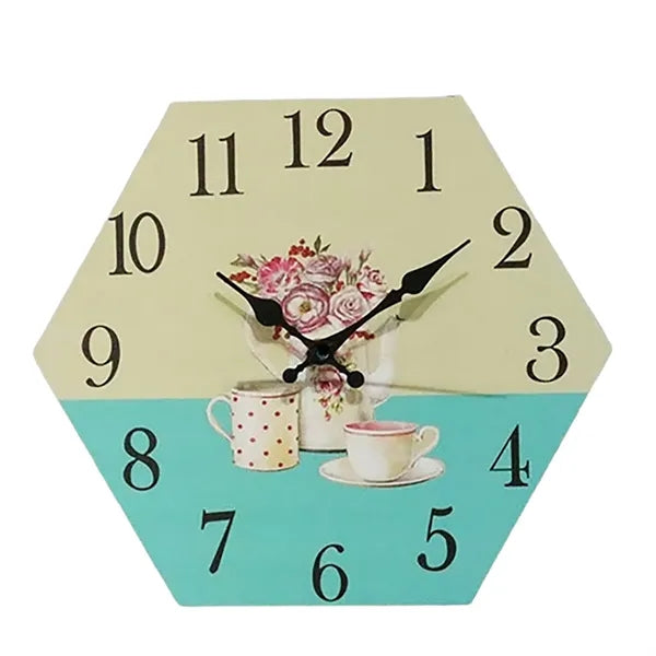 Wooden Hexagonal Wall Clock