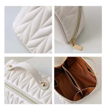 Large Capacity Stylish Leather Cosmetic Bag
