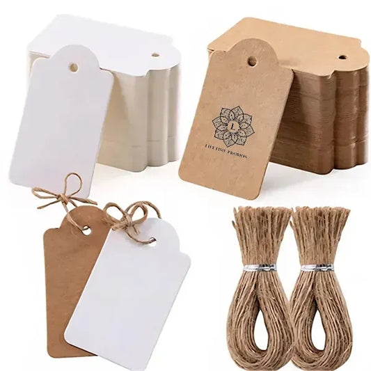 100 Per Pack Kraft Paper Hang Tags Gift Card Label