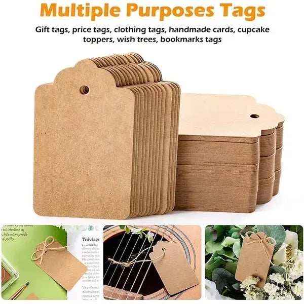 100 Per Pack Kraft Paper Hang Tags Gift Card Label