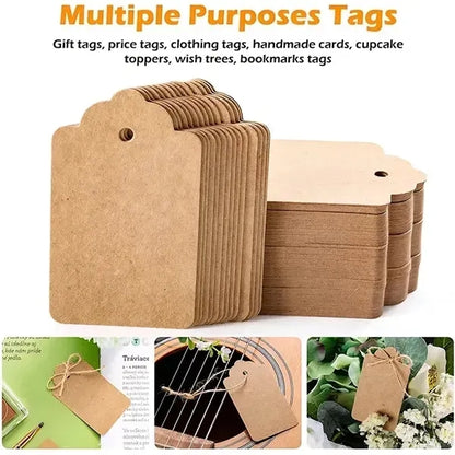 100 Per Pack Kraft Paper Hang Tags Gift Card Label