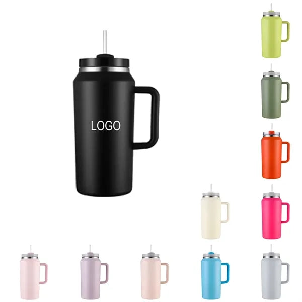 64oz Tumbler Double-Wall Insulated Cup with Straw