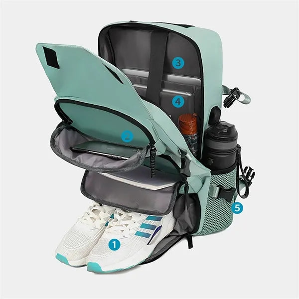 Waterproof Travel Nylon Backpack W/ Usb Port