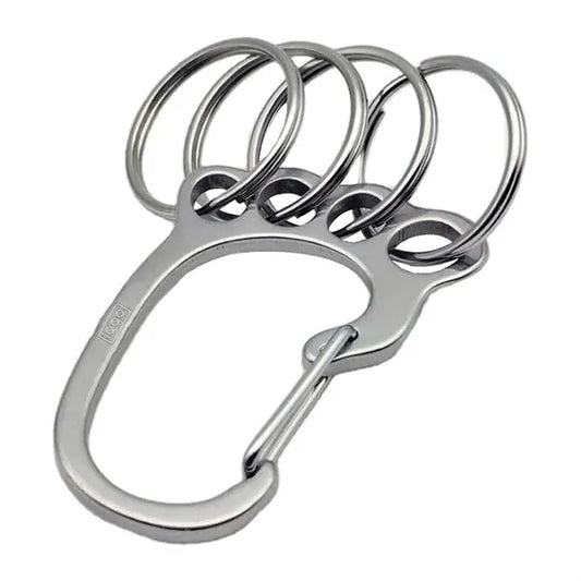 Outdoors Stainless Steel Small Foot Keychain w/ 4 Keyrings
