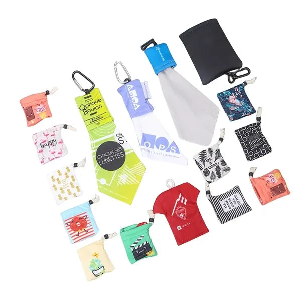 Portable Glasses Cleaner Cloth Keychain With Pouch