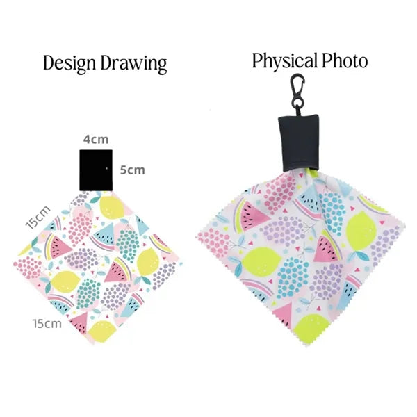 Portable Glasses Cleaner Cloth Keychain With Pouch