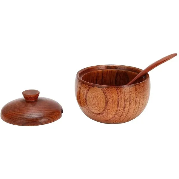 Solid Wood Spice Jar w/ Spoon