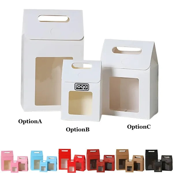 Eco-friendly Handheld Paper Gift Box w/ Clear Window