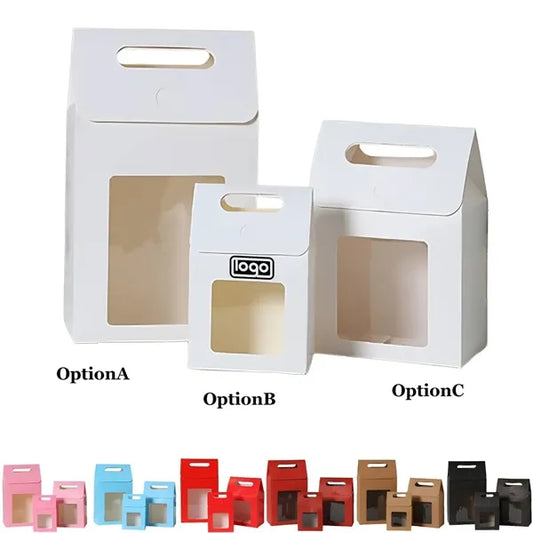 Eco-friendly Handheld Paper Gift Box w/ Clear Window