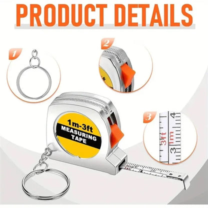 Mini ABS Stainless Steel Retractable Tape Measure Keychain